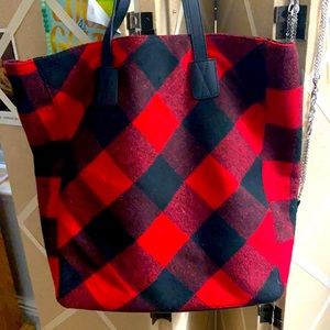 GAP Red & Black Plaid Tote